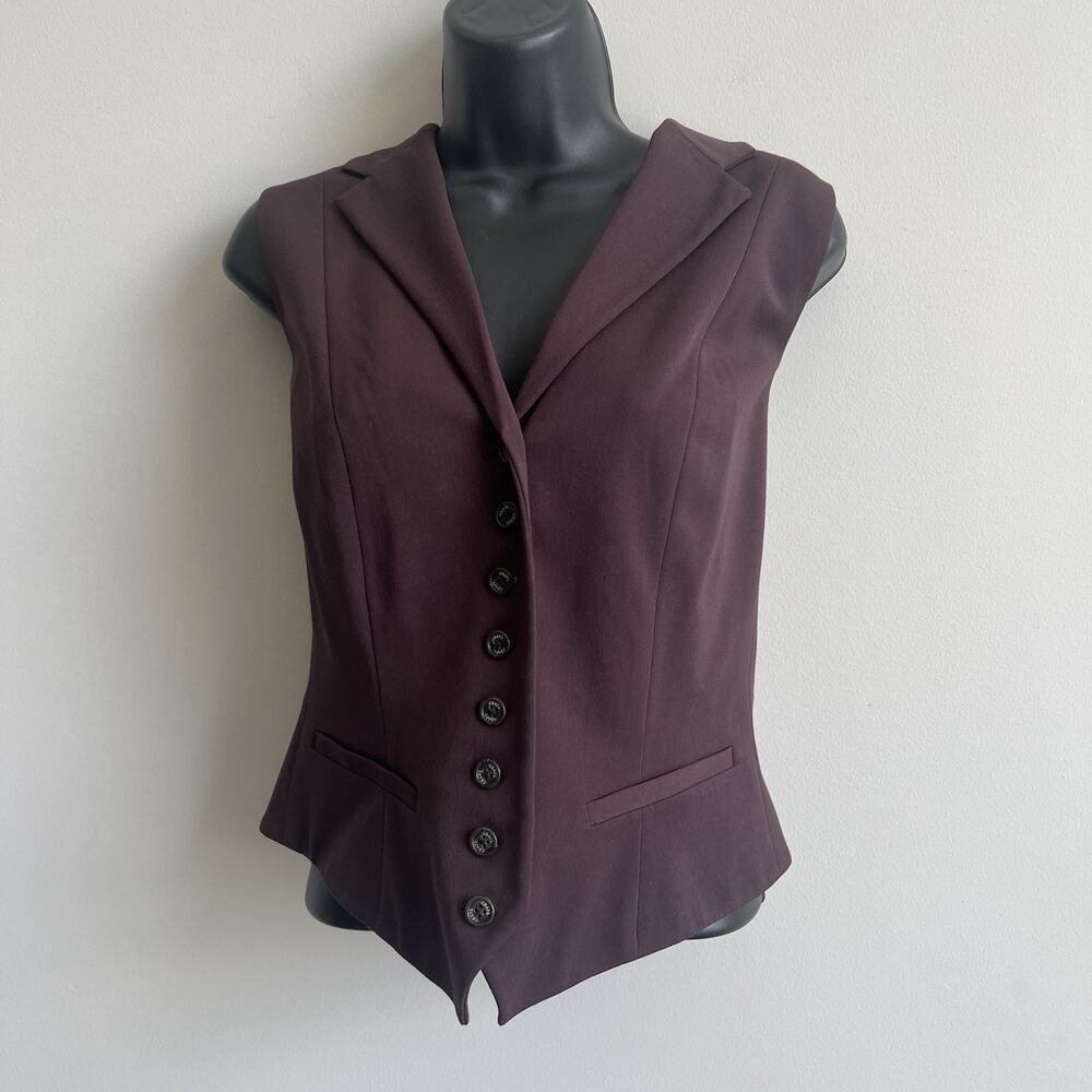 Vintage Chaps Vest Womens Size L Equestrian Brown Button Up